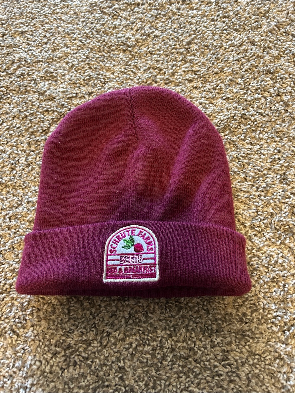 Schrute Farms Beets Maroon Knit Beanie